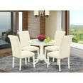 thumbnail image 4 of East West Furniture Antique 5-piece Wood Dining Set with Fabric Seat in White, 4 of 4