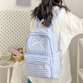 thumbnail image 6 of Grid Backpack Heavy Duty, Bowknot Embroidery School Backpack, Durable Student Bookbag for Elementary Primary Middle School, Blue, 6 of 10