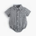 thumbnail image 2 of oqasdz Toddler Newborn Baby Bodysuit Boys Girls Short Sleeve Plaid Lapel Button Down Casual Loose Comfortable Bodysuits Size 6 M-12 M, 2 of 7