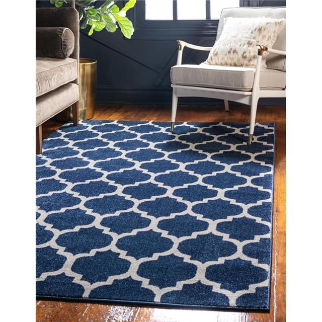 Unique Loom 3128493 8 x 10 ft. Philadelphia Trellis Rectangular Rug, Navy Blue