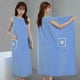 thumbnail image 5 of Toalla de baño para mujer y adultos, bata de baño lavable de estilo largo, absorbente de agua, algodón puro, falda de pelo seco, 5 of 6