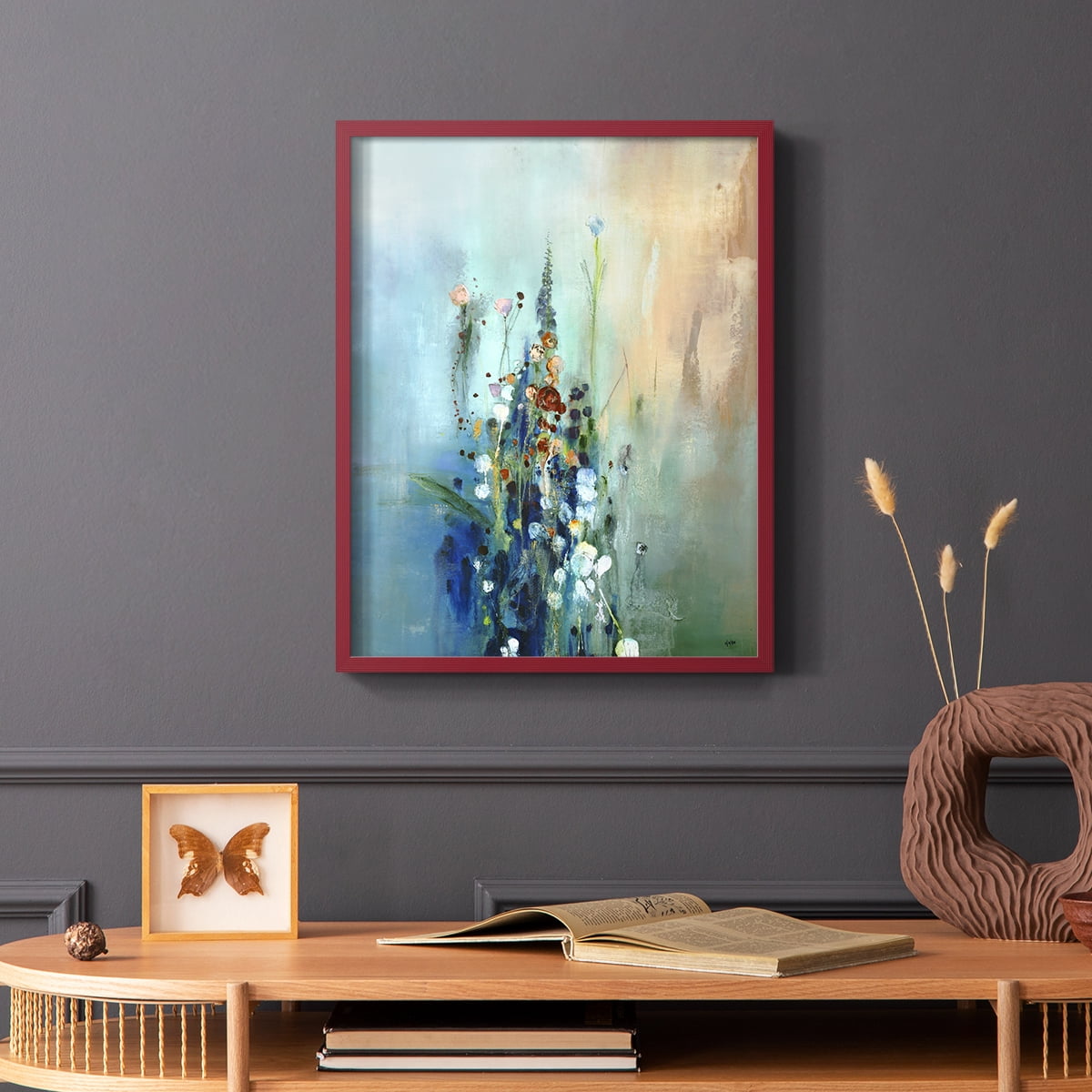 Current Air I Framed Print in Red Solid Wood Framed Print No Nail Hanging