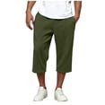 thumbnail image 2 of Men's 3/4 Capri Shorts Fashion Comfy Solid Color Drawstring Pockets Pants Summer Beach Vacation, 2 of 5