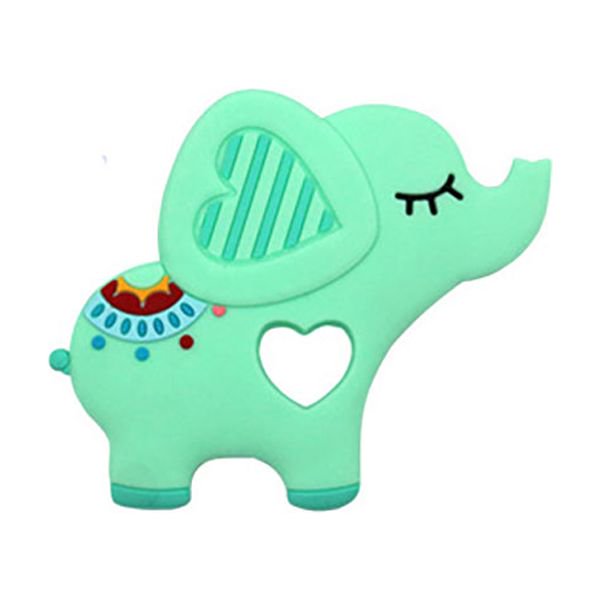 Juguetes para la dentición con diseño de elefante para bebés de 3 a 12 meses, mordedores de silicona con soporte para cuentas de alivio y clips para chupete, para niños y niñas, color verde Sailing Electrónica