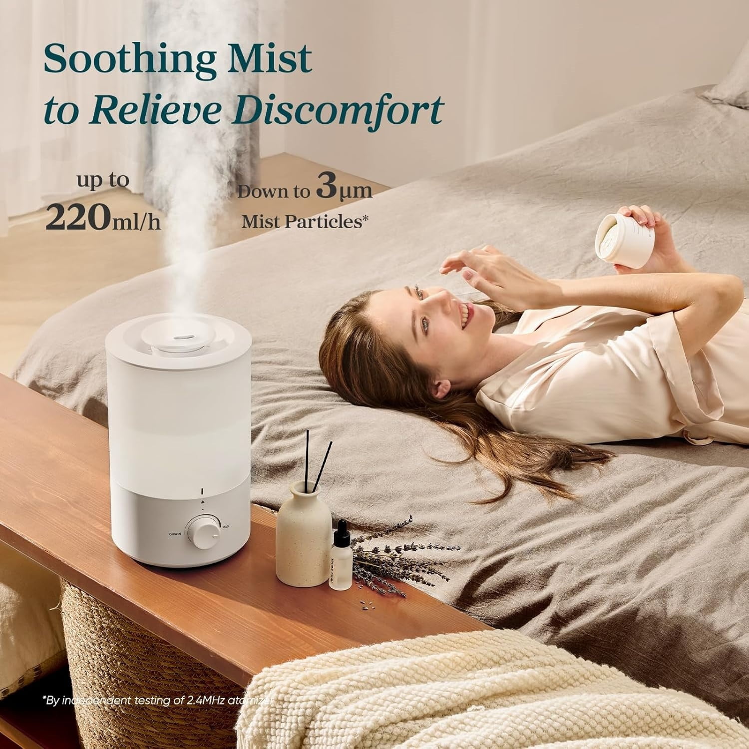 Humidifiers for Bedroom, Quiet (3L Water Tank) Cool Mist Top Fill Essential Oil Diffuser with 25Watt for Home Large Room, 360° Nozzle, Rapid Ultrasonic Humidification for Baby Nursery and Plant