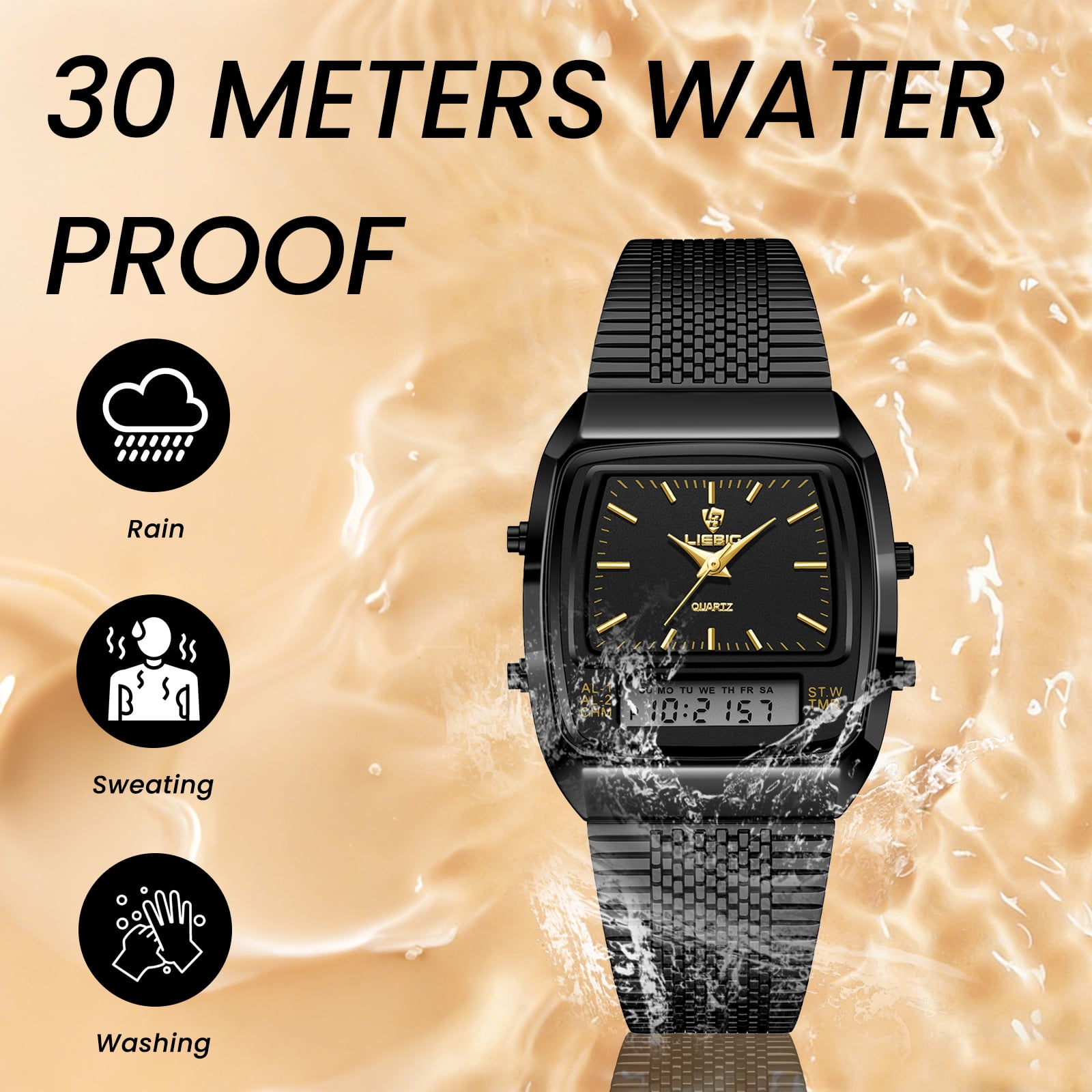 SKMEI Watch for Men Retro Analog Digital Watches Square Dual Display Men's Watches Luxury Stylish Casual Wristwatches