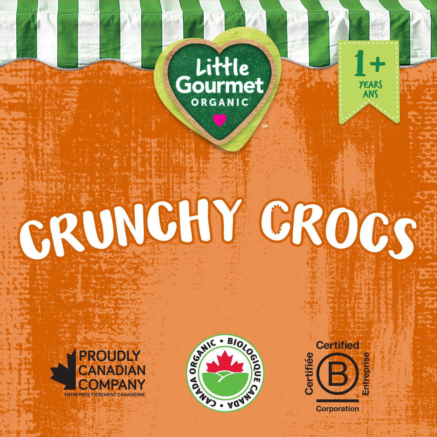 Collation biologique pour tous-petits biologique Little Gourmet Crunchy Crocs au beurre d'arachide Collations soufflées aux céréales complètes