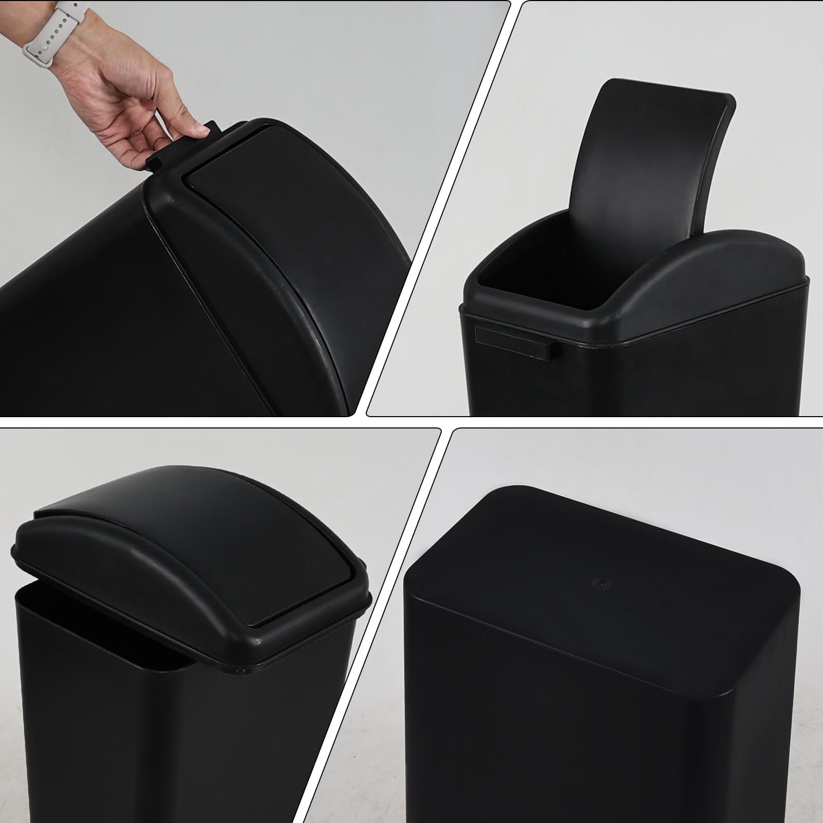Garbage Bin 16 L/4 Gallon Plastic Slim Trash Can with Swing Lid 1 Pack