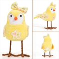 thumbnail image 4 of MuñEcos de PáJaros de Peluche de Pascua, Adornos NavideñOs de Estatuilla de PáJaro de Pie con Pata Larga, Bufanda Estampada y Lazo para Mesa, Amarillo, 4 of 6