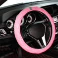 thumbnail image 4 of Soft Elastic Steering Wheel Cover for Women, Rhinestone Bling Leather Protector, Non-Slip Fashion Car Accessories, Universal Fit for Most Vehicles, Pink, 4 of 9