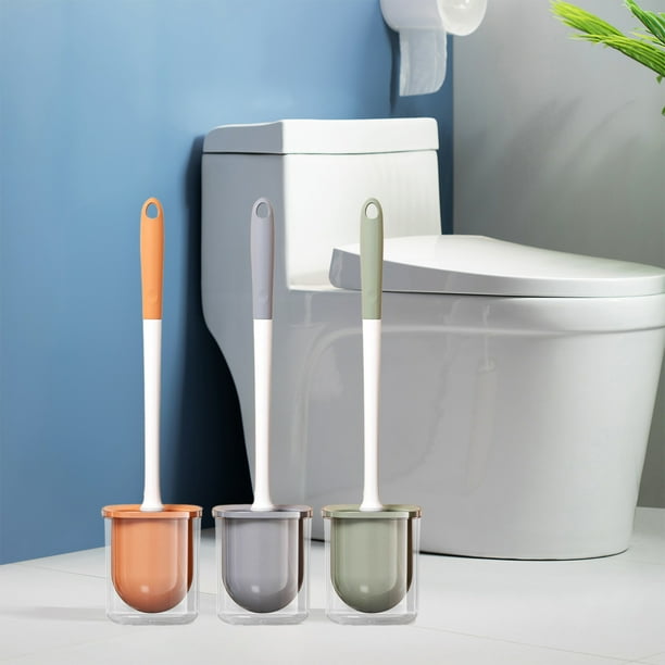 Cepillo De Plástico Para Inodoro Cepillo de baño de plástico verde con mango largo y base de cabeza redonda,para montaje en pared o de pie (1 pieza). Rkxzt