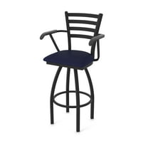 415 Jackie with Arms 30" Swivel Bar Stool with Black Wrinkle Finish and Canter Twilight Seat