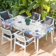 thumbnail image 2 of Watercolor Flowers Table Cloths for 5 Foot Rectangle Tables, Spring Butterflies Floral Gray Wood Patio Waterproof Elastic Fitted Tablecloths, Washable Rectangular Table Cover for Camping, 2 of 8