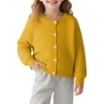thumbnail image 5 of SonxaHe Toddler Girls Sweaters Warm Soft Striped Cable Knit Cardigan Child Cozy Outerwear Autumn Winter Sweater Yellow,Sized 2-3, 5 of 5