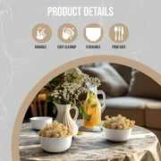 Crown Display White Gold Rim Plastic Bowls 16 Oz 30 Count | Heavy Duty Disposable Soup Bowls