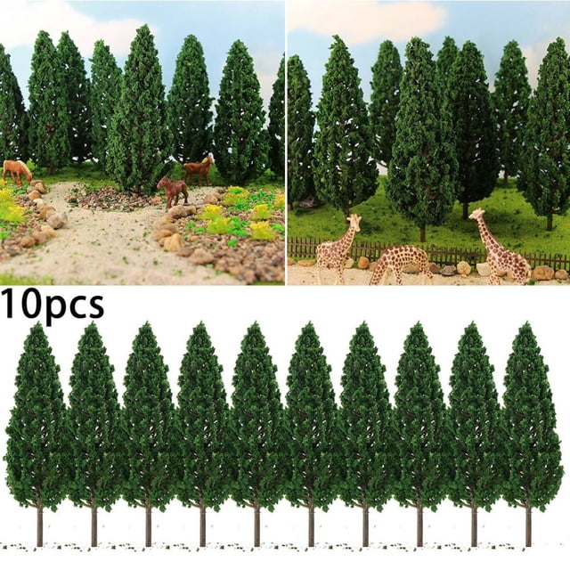 Mosiee 10Pcs Model Pine Trees Greening Landscape Artificial Tree Model For Scale Railway Layout 15Cm Sl-16059 Miniature Model Scenery