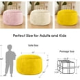 thumbnail image 6 of Vggrvlo 3ft Giant Bean Bag Chairs Cover No Filler for Adults Living Room Furniture Sofa with Soft Micro Fiber Cover Round Fluffy Couch for Bedroom College Dorm Yellow, 6 of 7