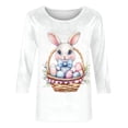 thumbnail image 5 of YUEHUA Women's Happy Easter Shirt Crew Neck 3/4 Sleeve Funny Tops Rabbit Graphic Colored Eggs Print Tee T-Shirts Easter Day Gifts, 5 of 5