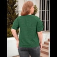 thumbnail image 4 of Camiseta Holgada de Cuello Redondo con Lunares y Corta con Volantes para Mujer, Talla Grande Verde 4XL, 4 of 9