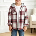 thumbnail image 2 of mgoYE Boys Jackets Hoodie Plaid Long Sleeve Toddler Button Shirts Top for Fall, 2 of 4