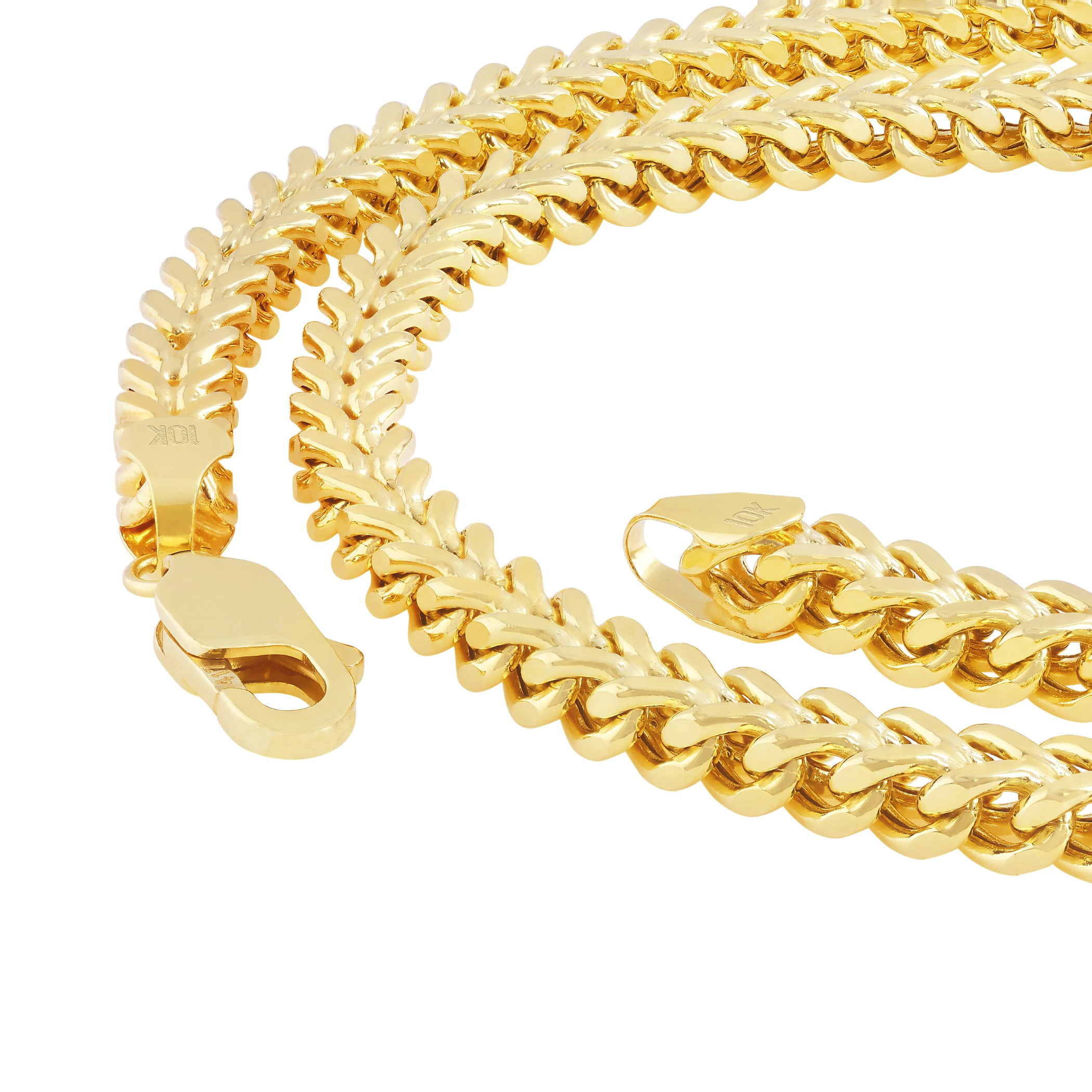 Nuragold 10K Real Yellow Gold Franco Square Chain Wheat Necklace 16"-30" (1.5mm-6mm) Italian Jewelry for Men & Women