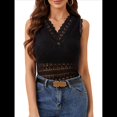thumbnail image 2 of Camiseta de Mujer 2025 con Escote en V y Costuras de Encaje, Prenda Exterior e Interior de Moda, Chaleco, Tops para Mujer. Negro L, 2 of 9