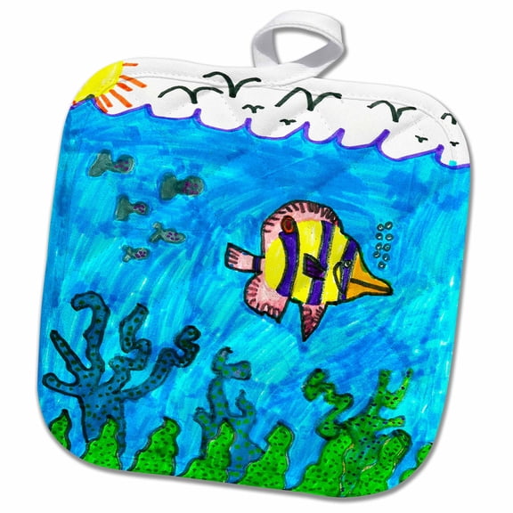 3dRose, Tropical Fish, 8x8 Potholder