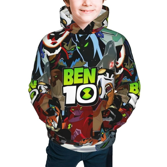Ben 10 Youth Hoodie Graphic Colorful Cool Kids Hooded Sweatshirts Kangaroo Pocket for Boys Girls Small