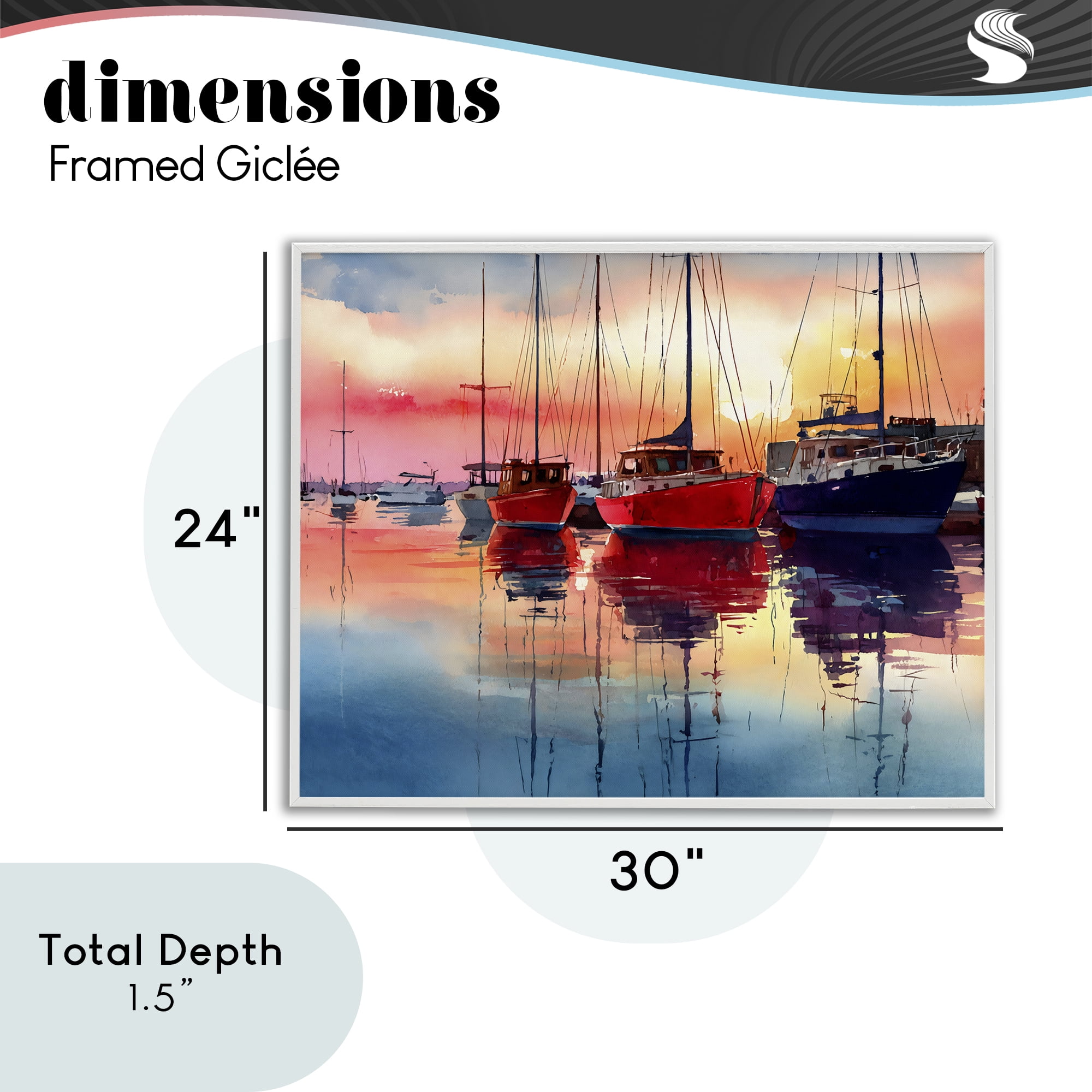 Stupell Industries Red & Blue Boats at Sunset White Framed Giclee Art, design by Franklyn Gregory