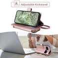 thumbnail image 6 of Furiet Wallet Case for Google Pixel 7A 5G 2023 & Detachable Wrist/Crossbody Shoulder Strap Card Slots Zipper Purse, Luxury PU Leather Card Holder Stand Cell Phone Cover for Pixel7A A7 Women Rose Gold, 6 of 7
