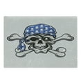 thumbnail image 1 of Skull Cutting Board, Scallywag Pirate Dead Head Grunge Horror Evil Sailor Crossed Bones Kerchief, Decorative Tempered Glass Cutting and Serving Board, Large Size, Blue Grey Black, by Ambesonne, 1 of 1