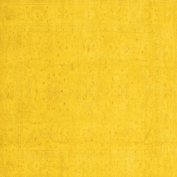 Ahgly Company Indoor Square Oriental Yellow Traditional Area Rugs, 3' Square