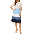thumbnail image 2 of INSPIRE CHIC Women's Chiffon Summer Elastic Waist Elegant High Waist Tiered Skirt XL Blue, 2 of 6