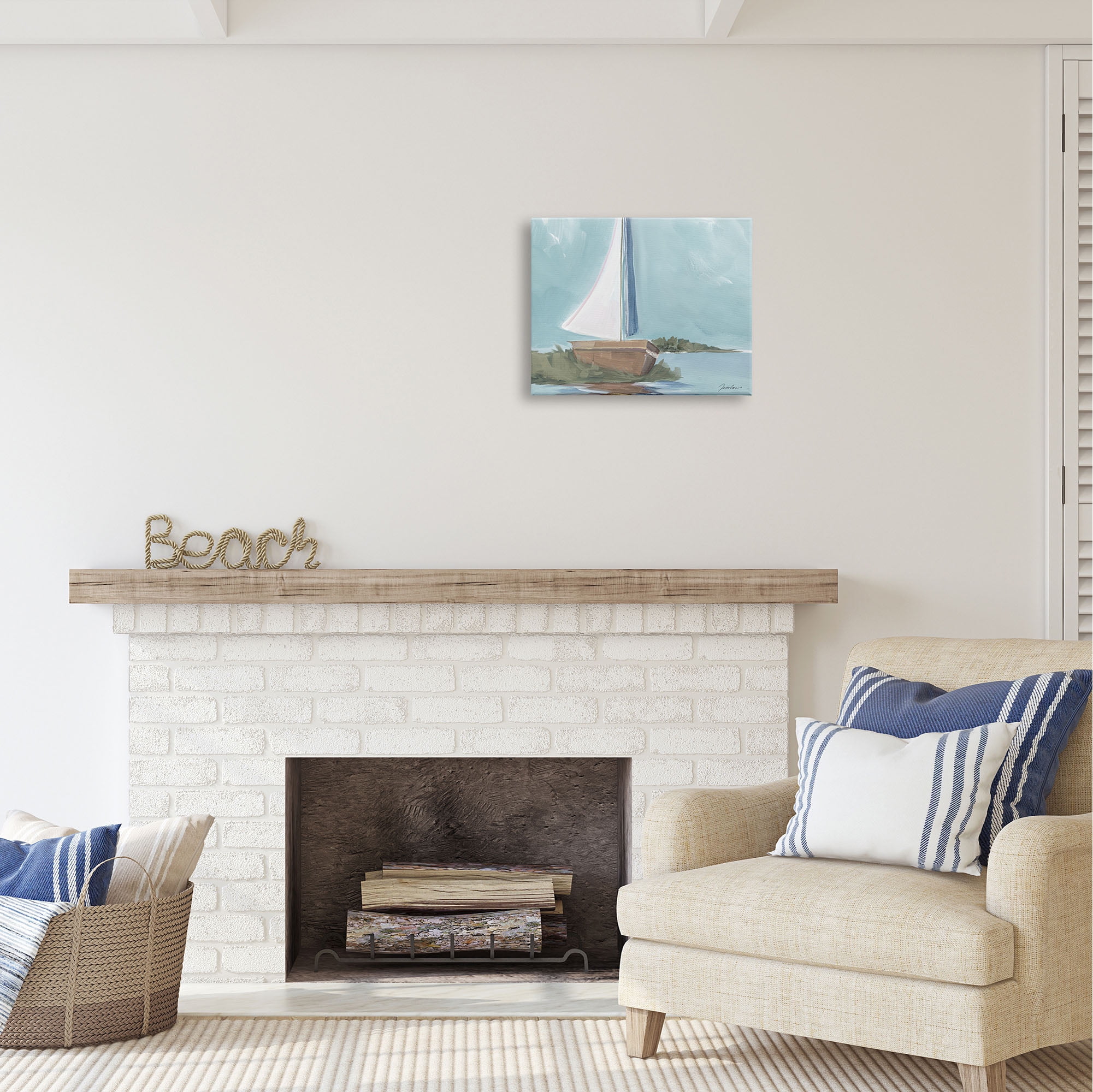 Stupell Industries Maritime Sailboat Scene Transportation Painting Gallery Wrapped Canvas Print Wall Art, 20 x 16