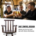 thumbnail image 2 of Topcobe Wooden Bar Stool, Chair with Footrest, Wide Armrest, Kitchen Stool, Tall Bistro Chair for Dining Room, Restaurant, Pub, Modern Furniture for Indoor, Brown, 2 of 16