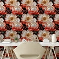 thumbnail image 2 of Ambesonne Retro Floral Peel & Stick Wallpaper for Home, Fashion Peonies Plot, 13"x36", Scarlet Chestnut Brown, 2 of 5