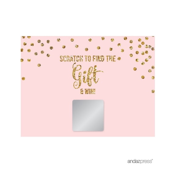 Pink Gold Glitter 1st Birthday Games & Activities Scratch Off Winner Game Cards, 30-Pack