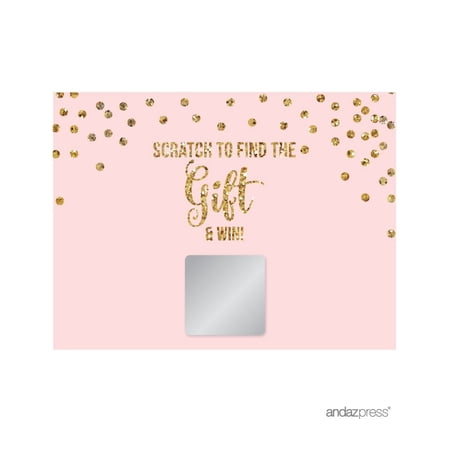 Pink Gold Glitter 1st Birthday Games & Activities Scratch Off Winner Game Cards, 30-Pack