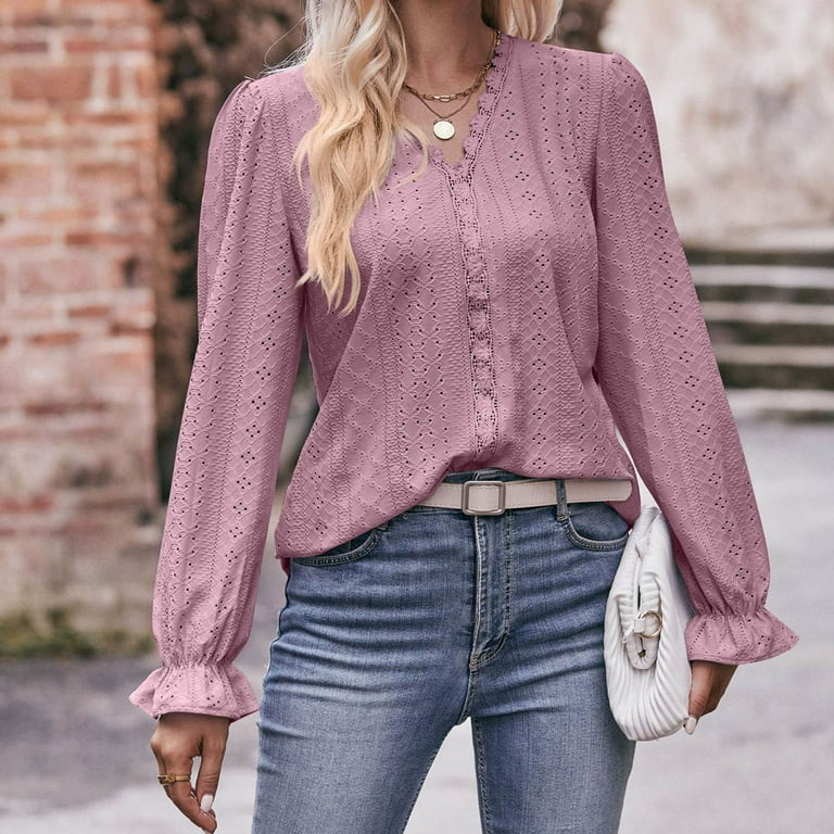 Elegant Solid Lace V Neck Tops Elegant Solid Lace V Neck Tops