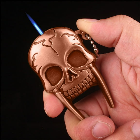 RnemiTe-amo Torch Lighter,Metal Skull Shape Lighter Personalized Ghost Head Windproof Inflatable Lighter Wholesalefor Fire, Cigarette, Candle - Outdoors Indoors