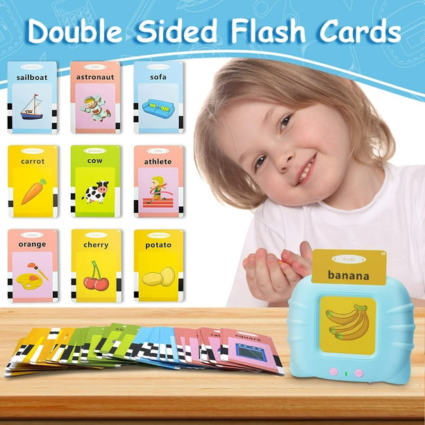 Cartes Flash parlantes pour les tout-petits Mots préscolaires Cartes  d'apprentissage Jouet pour enfants Bleu