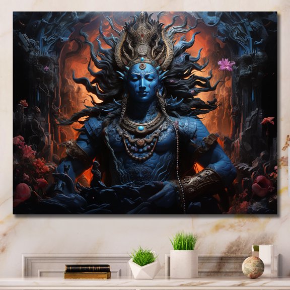 Designart "Cosmic Cobalt Of Hindu God Shiva" Hinduism Canvas Art Print