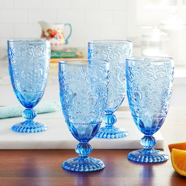The Pioneer Woman Amelia 4Piece 14.7Ounce Goblet Set, Blue Walmart