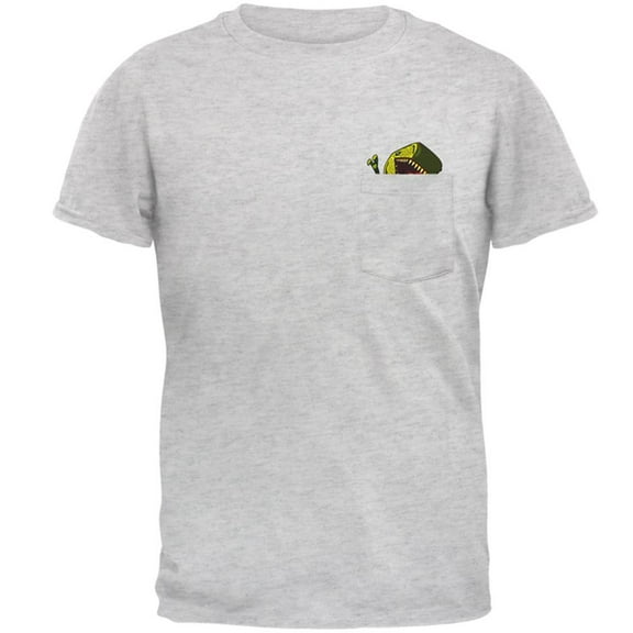 T-Rex RAWR Hungry Pocket Pet Mens Pocket T Shirt Light Heather Grey X-LG