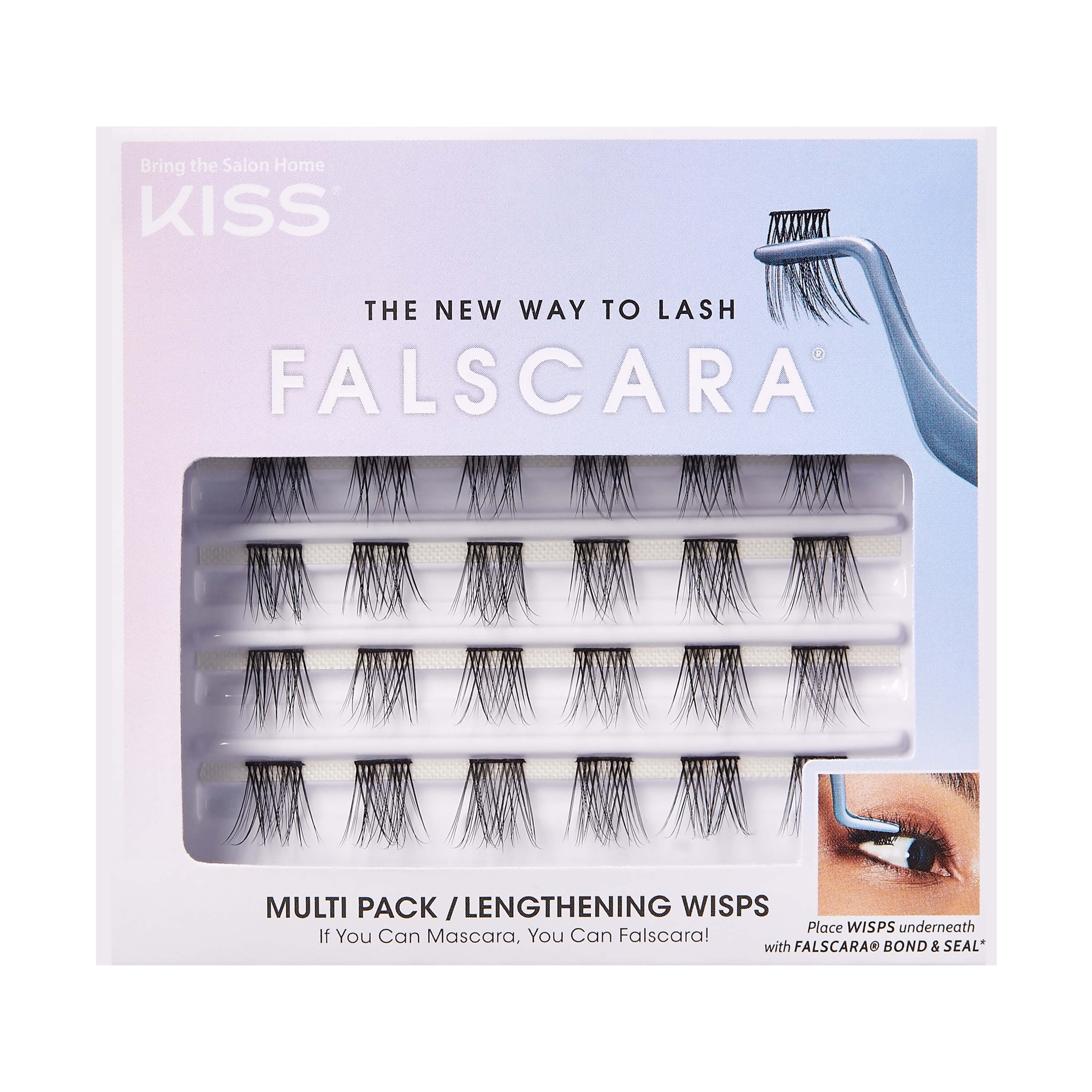 KISS Falscara DIY Eyelash Extensions Multipack, Lengthening Wisps, 24 Count