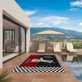 thumbnail image 2 of Red Black Chef Outdoor Rug 3x5 Ft, Non Slip Washable Area Rug, Cartoon Cute Watercolor Cooking Checkered Patio Rugs Carpet Runner, Large Floor Mat for Indoor/Outdoor Deck Porch Camping, 2 of 8