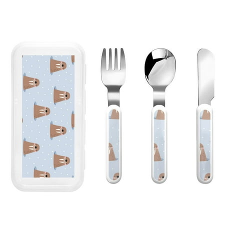 

Rateoe Playful Walrus Wonders for Stainless Steel Kids Silverware Set - Child and Toddler Safe Flatware - Children s Knife Fork And Spoon Set