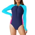 thumbnail image 6 of RELLECIGA Women's One Piece Bathing Suit One Piece Swimsuit Zipper Long Sleeve Rash Guard Swimsuit for Women Size S, 6 of 10