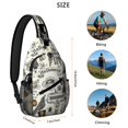 thumbnail image 5 of Sling Backpack,Beige Halloween Skull Pumpkin Pattern Sling Bag with Water Bottle Holder,Waterproof Sling Bag for Men/Women with Headphone Jack for Hiking,Travel, 5 of 6