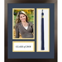 Campus Images ACFMESNG18 2018 Academic Espresso Photo Frame, Navy & Gold Matting with Tassel Opening 5 x 7 in. Photo Opening